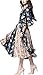 Women's Vintage Deep-V Neck Frumpet Sleeve Ethnic Style Flower Color Chiffon Dress