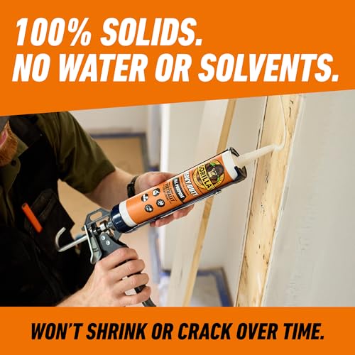Gorilla Heavy Duty Construction Adhesive, All Weather Indoor & Outdoor, Paintable, Gap Filling, Non-Foaming, 9oz/266mL, Cartridge, White, (Pack of 1)