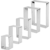 PEUTIER 5pcs Rectangular & Square Cookie Cutter Set, Stainless Steel, Silver