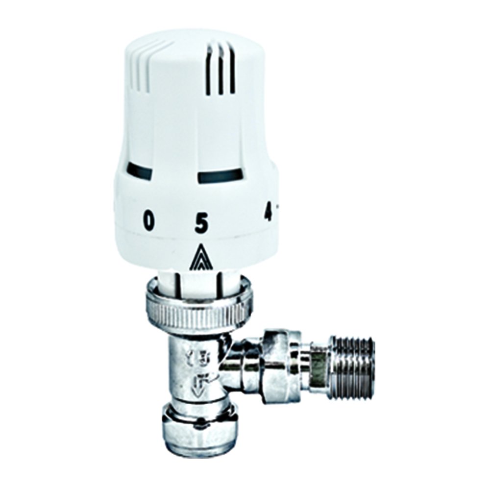 Straight TRV Rad Valve, Silver, 15 mm