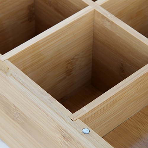 Lilys-Home-Bamboo-Wood-Tea-Box-Chest-Organizer-With-Slide-Out-Drawer-8-Storage-Compartments-Clear-Shatterproof-Hinged-Lid-and-Magnetic-Lock