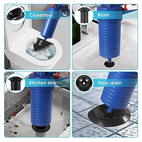REKOBON Toilet Plunger, Pressure Pump Cleaner, Air Drain Blaster, High Pressure Plunger Opener Cleaner Pump for Bath Toilets,Shower, Bathroom, Sink, Bathtub, Kitchen Clogged Pipe