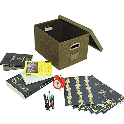 ATBAY File Storage Box with lids Large Capacity Office File Organizer for Letter Size File Folder, Brown 4PACK