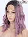 K'ryssma Short Bob Lace Front Wig Ombre Purple Synthetic Wig for Women Dark Roots to Ash Purple Wavy wig Heat Resistant