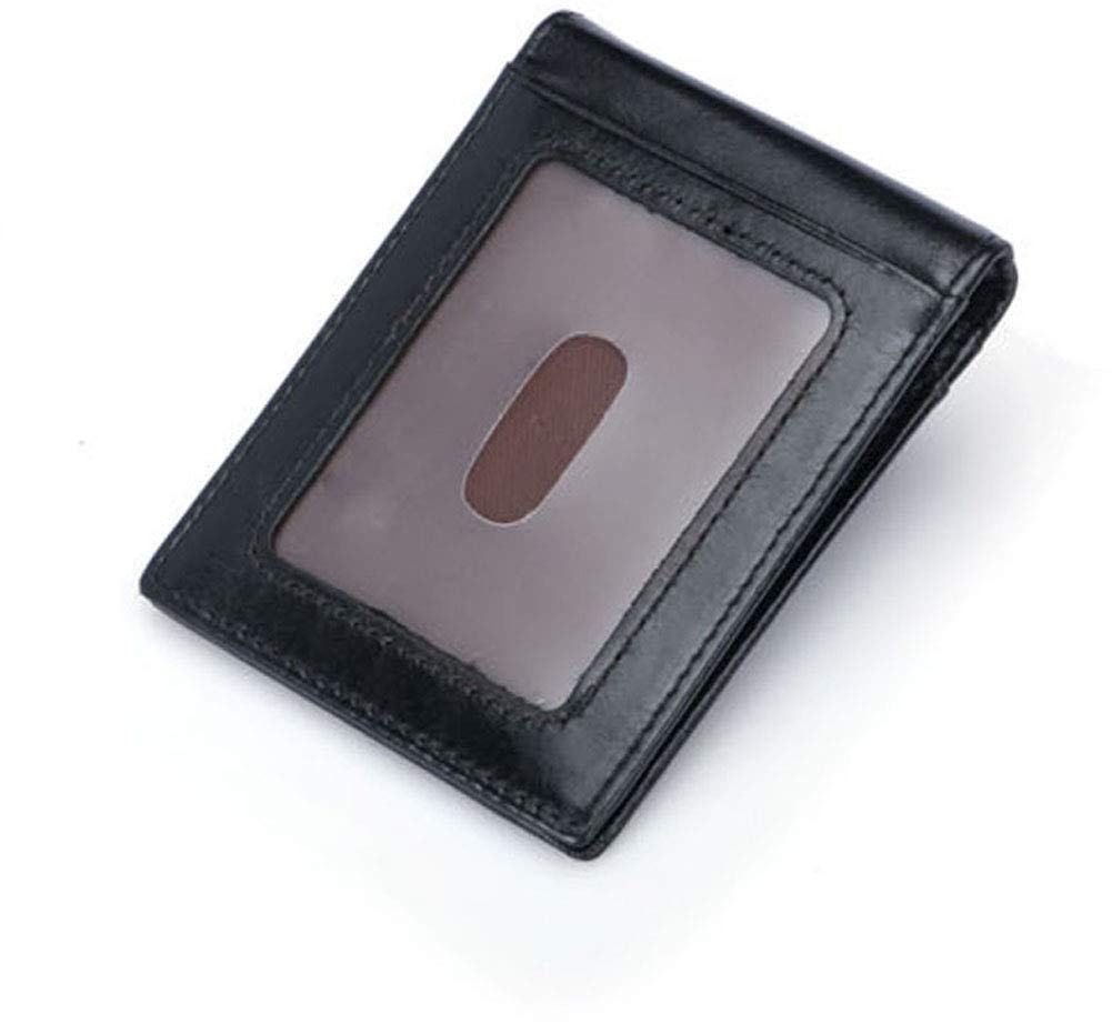 RFID Blocking Wallet Money Clip en Cuir pour Hommes, Jingleer Slim Black Bifold Carte de crédit Porte-Monnaie avec fenêtre Transparente pour ID Photo, permis de Conduire