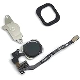 E-REPAIR Home Button Key Flex Cable Metal Bracket Rubber Gasket for iPhone 5s (Black)