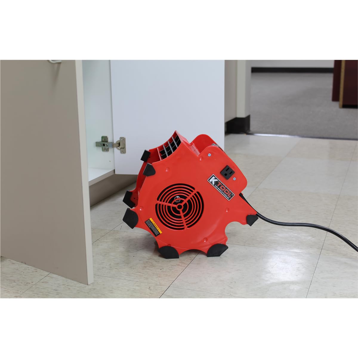 K Tool International 77702 Utility Floor Blower Fan, 300 CFM, 3 Speed Motor, Overload Protection, Impact Resistant ABS, 180 Watt, 110-120V, 60Hz, 12 Amp, 4 Angle Positions, Indoor/Outdoor, Red