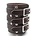 INBLUE Men's Alloy Genuine Leather Bracelet Bangle Cuff Silver Tone Brown Black Adjustable