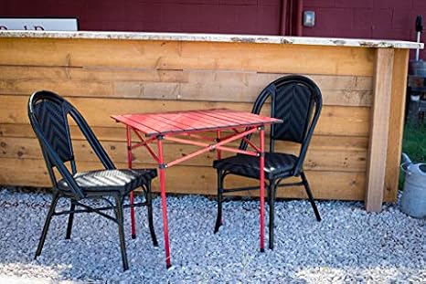 Black Table In A Bag Cbcbb All Weather Wicker French Cafe Bistro Chair With Aluminum Frame Patio Dining Chairs