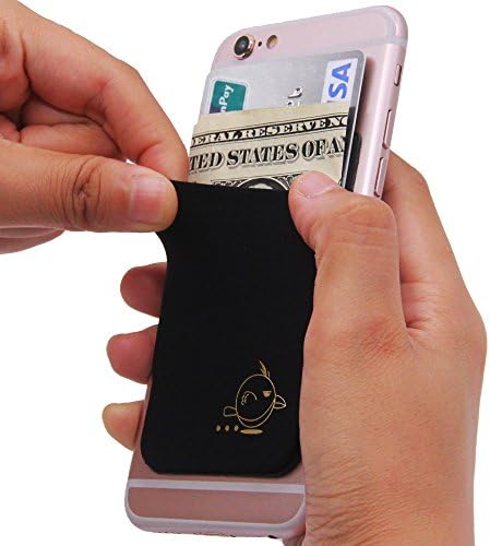 Lycra Cell Phone Card Holder, Sticker Firmly Adhesive Stick Back Cover Credit Card Holder Pouch Pocket for Mobile Cell Phones(black- bird)