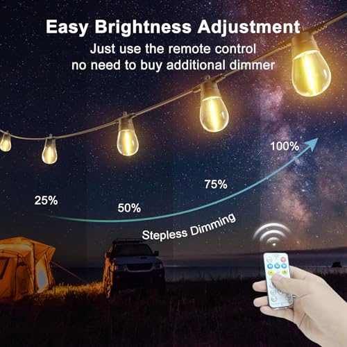 Quntis 16M Guirnalda Luces Exterior Solar & USB-C, 16 LEDs Bombillas Cadena Solares Exterior con Control Remoto, Impermeable IP65 Luz Solares Decorativas para Jardín, Terraza, Patio, Boda, Navidad