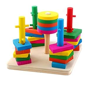 Tablero para Apilar y Clasificar, Netspower Juguetes Educativos Madera