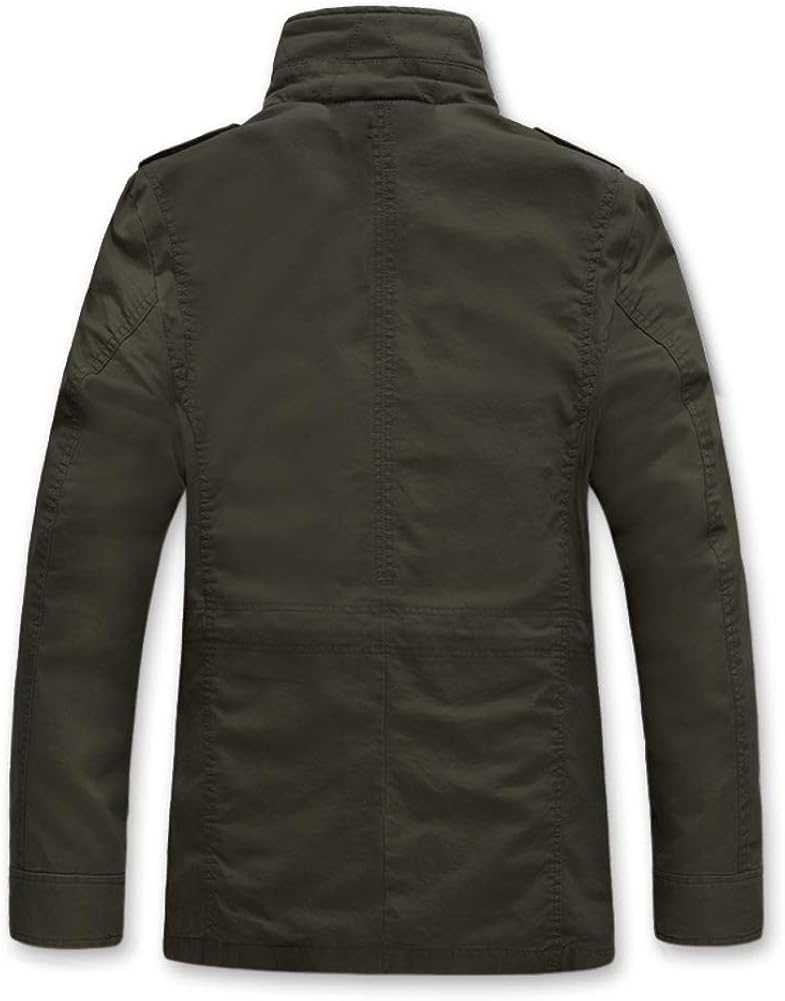 JYG Men's Cotton Stand Collar Military Jacket at  Men’s Clothing store