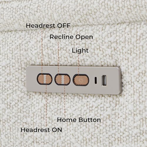 CHITA Power Swivel Glider for Adults with Nightlight, Nursery Recliner Chair with Power Headrest for Living Room, Bedroom, Water-Resistant Boucle Fabric, Boucle Fabric in Pearl | Power Headrest, Water-Resistant Fabric, Nursery Rocking Chairs for Living Room and Bedroom