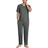 Latuza Men's Soft Pajama Set Viscose Short Sleeves Top with Pants