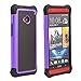 HTC One M7 Case, M7 Case, Fulland Deluxe Hybrid TUFF Rugged Shockproof Rubber + Hard Case Cover For HTC One M7 Plus Stylus Pen and Screen Protector-Purple