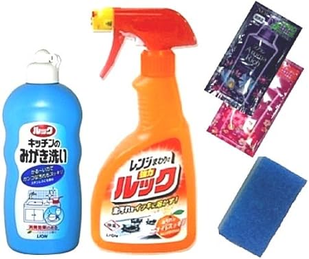 Amazon まとめ買いセット ライオン ルック キッチン大掃除セット ルックキッチンのみがき洗い レンジまわりのルックスプレー スポンジ サンプル付き ルック 食器用洗剤