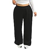 Verdusa Women's Plus Size Elastic Waist Baggy Sweatpants Wide Leg Long Joggers Pants