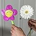 Plush Daisy Flower With Smiley Happy Faces Colorful Soft Bendable Stems Sunflower Toy For Kids Gift Decorations 18