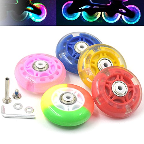 Fujiyuan 1 pcs Outdoor Light Inline Sliding Flash PU Roller Skate Wheels 70mm replacement parts Rainbow color