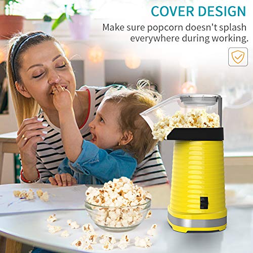 1200W Fast Hot Air Popcorn Popper With Top Cover, Electric Popcorn Maker Machine, Healthy & Delicious Snack For Family Gathering, Easy To Clean, ETL Certified, Safe