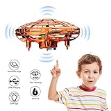 WEW Flying Toy Drones for Kids Gifts, Hand Operated Mini Drone Helicopter, Upgrade 6 Magical Sensors Levitation UFO Drone Gift Kids Toys for Boys and Girls - Gold