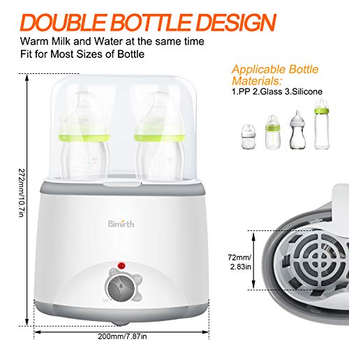 Baby Bottle Warmer Bottle Steam Food Heater Smart Thermostat Multi-Function Portable Fast Bottle Warmer with Evenly Warming Breast Milk Or Formula, Real-time Temperature, fit Most of Baby Bottles