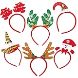 Whaline 6 Packs Christmas Headbands Reindeer Costume Hair Bands Elves Party Hats Accessories Gifts for Christmas Holiday
