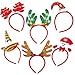 Whaline 6 Packs Christmas Headbands Reindeer Costume Hair Bands Elves Party Hats Accessories Gifts for Christmas Holiday