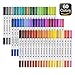 Dual Tip Brush Markers Pen 60 Colors, Fine and Brush Tip Colored Dual Pens for Coloring Books, Drawing, Bullet Journal, Planner, School Art Projects