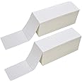 RyhamPaper 4" x 6" Fanfold Labels Direct Thermal Labels - White Shipping Mailing Postage Labels, Perforated, Permanent Adhesive 2000 Labels Per Stack (2 Stacks - 4000 Labels)