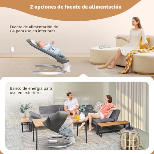 Helangel Electric Rocking Chair Electric Baby Hammock with Remote Control and Wireless Connection Baby Rocking Chair with 5 Point Safety Harness for Children up to 9 kg 5 Speed Balance