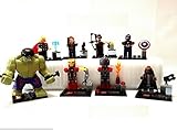 8pcs Super Heroes New Avengers Captain America Hulk Thor Ironman with Weapon Holder Minifigure Building Blocks Brick Toy