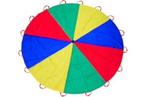 AMYESE 6.5ft/10ft/12ft/13ft/16.4ft/20ft Rainbow Parachute for Outdoor Party Games, Kids Play Parachute Group Cooperative Team Game Toys, Family Get-Together Entertainment