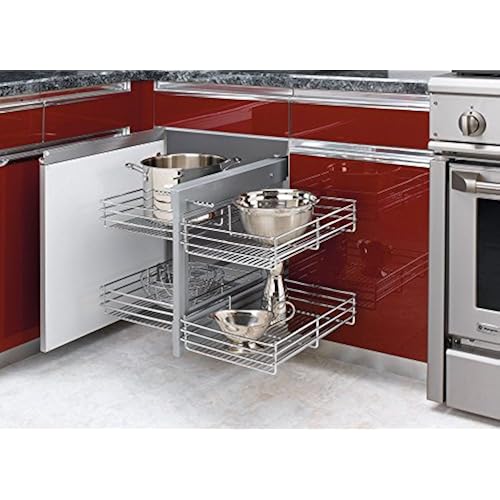 Rev-A-Shelf - 5PSP-15-CR - 15 in. Blind Corner Cabinet Pull-Out Chrome 2-Tier Wire Basket Organizer Home & Kitchen, Kitchen & Dining, Storage & Organization, Cabinet & Drawer Organization, Pull-Out Organizers