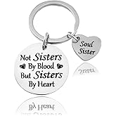 OKKRMGZ Not Sisters by Blood But Sisters by Heart Keychain Soul Sister Jewelry for Women Friend Birthday Present Friendship Favors for Friends Sister by Choice