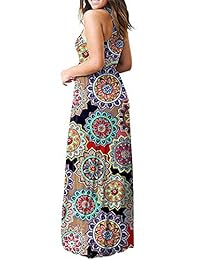 Dolpind - Maxi vestido de mujer sin mangas, suelto, liso, casual, largo, con bolsillos