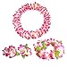 CISMARK Hawaiian Flower Leis Jumbo Necklace Bracelets Headband Set Pink