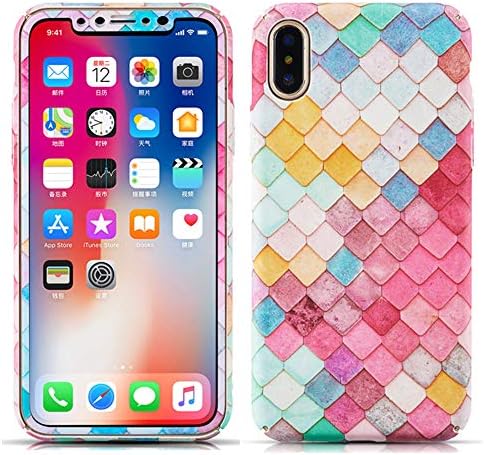 ZCDAYE iPhone XS Max 6.5 inch Colourful Textured Case,Luxury Exclusive [Mermaid Scales Design] Ultra Slim Hard Back Case with [Free Screen Protector] Cover for iPhone XS Max[6.5 inch][Pink]