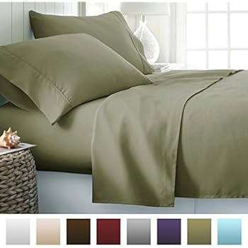Beckham Hotel Collection 1500 Series Luxury Soft Brushed Microfiber Bed Sheet Set Deep Pocket - King - Olive