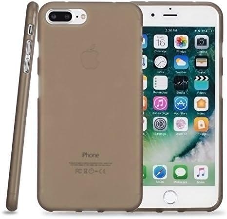 KMO Apple iPhone 7 Plus / iPhone 8 Plus Case Cover [Shock Absorbing] [Thin Fit] Premium Matte Soft TPU Gel Skin Protection - Smoke Black