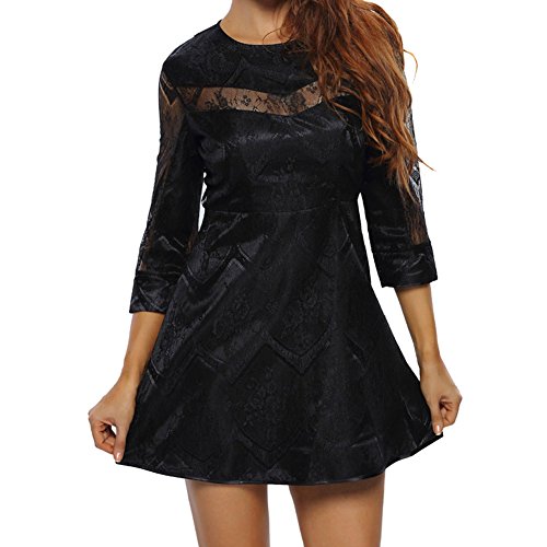 Elakaka Gold Sheer Lace Overlay Sleeved Skater Dress M | Desertcart Fiji