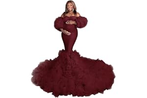 Changuan Puffy Maternity Dress for Photoshoot Tulle Bridal Robes Ruffle Mermaid Pregnancy Gowns Baby Shower Dress
