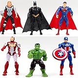 6pcs Sets Superhero Avengers Iron Man Hulk Captain America Superman Batman Action Figures Gift Collection of Children's Toys