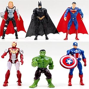 6pcs Superhero Avengers Iron Man Hulk Captain America Superman Batman Action Figures Gift Children’s Toys