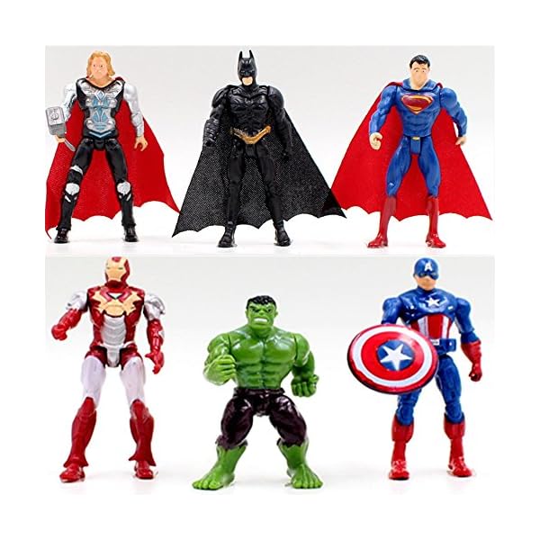 6pcs Superhero Avengers Iron Man Hulk Captain America Superman Batman Action Figures Gift Children's Toys