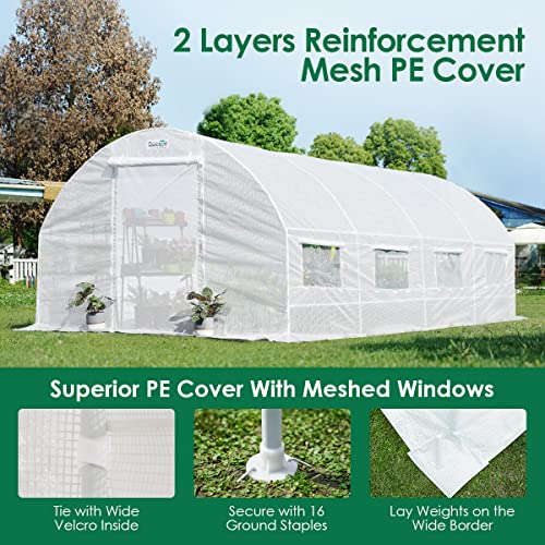 Quictent 20x10x7ft 2 Zipper Mesh Doors Portable Greenhouse, Large Heavy