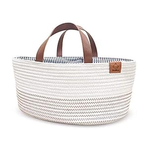 Buublaa-Baby Diaper Caddy Organizer-Leather Handles-Cotton Rope with Removable Inserts-Free Standing-Kids Friendly…