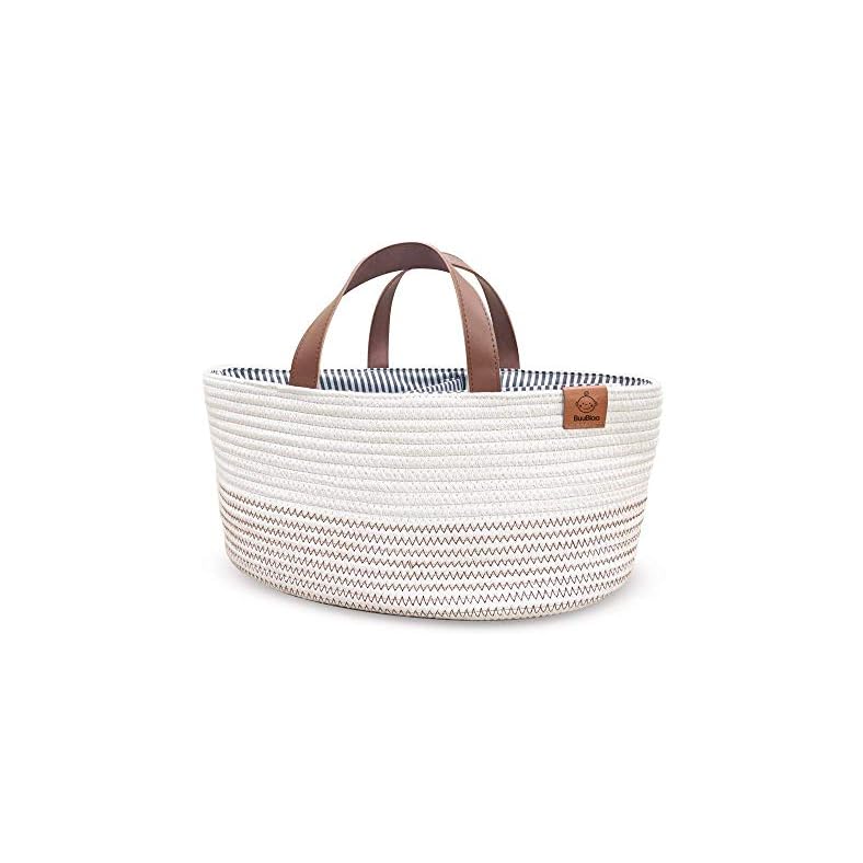Buublaa-Baby Diaper Caddy Organizer-Leather Handles-Cotton Rope with Removable Inserts-Free Standing-Kids Friendly…