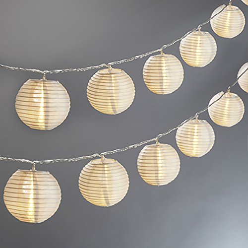 20 Mini Lantern String Light, 3” White Lanterns, 17 ft, Indoor/Outdoor, Water Resistant, Connectable, Pre-Assembled, Plugin - Perfect for Weddings, Parties, Dorm & Patio Décor